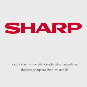 Tên Sharp được lấy tên từ sáng chế đầu tiên của người sáng lập, bút chì cơ khí Eversharp